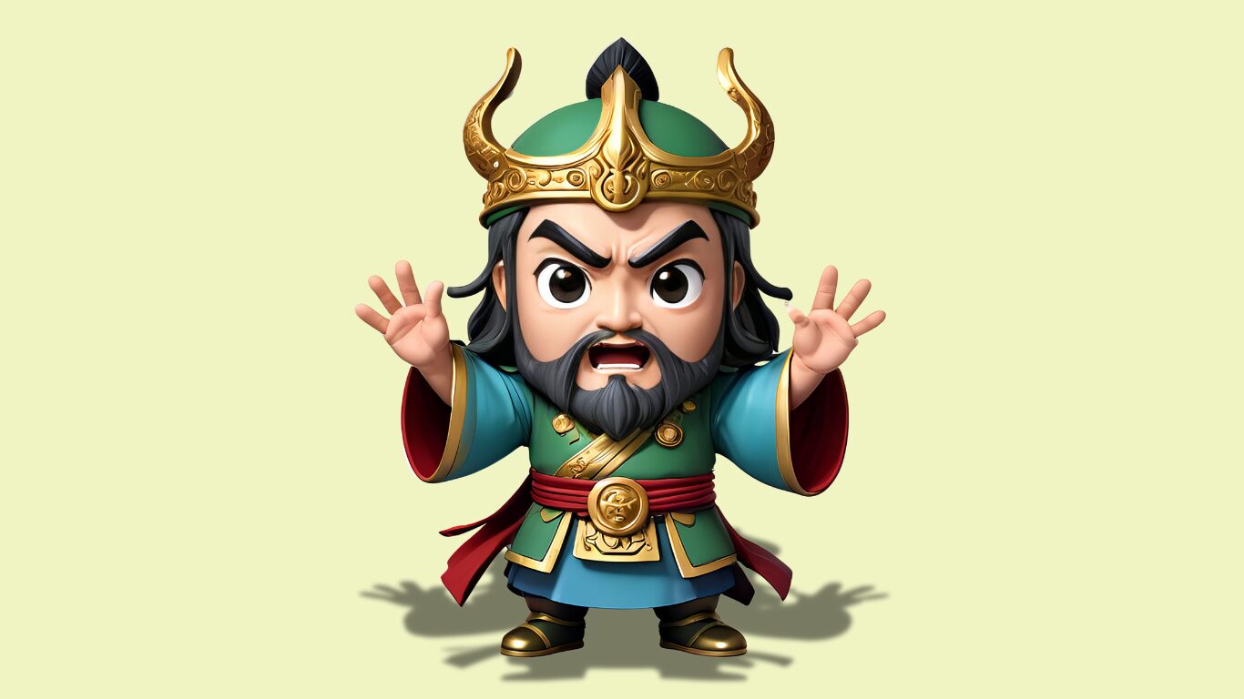 三国志ちびキャラで関羽が驚いている