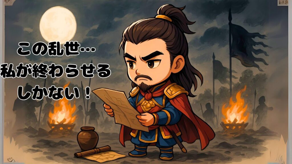 三国志のちびキャラで曹操、策を練る