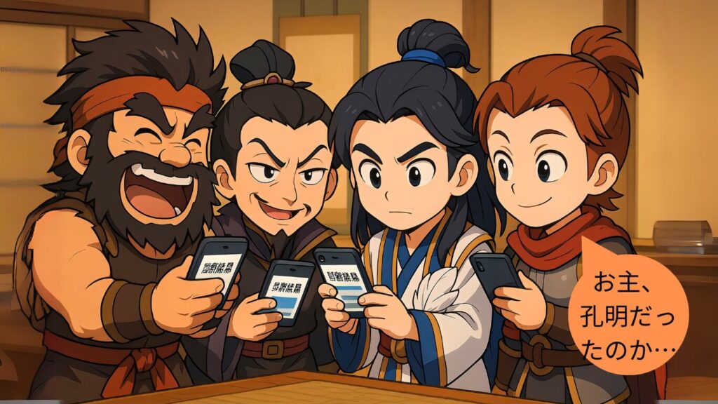 三国志のちびキャラで諸葛亮たちが軍師診断をする