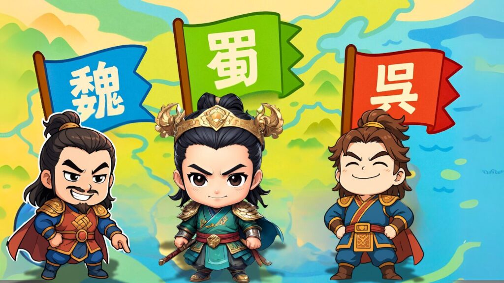 三国志の時代ちびキャラで三国の旗