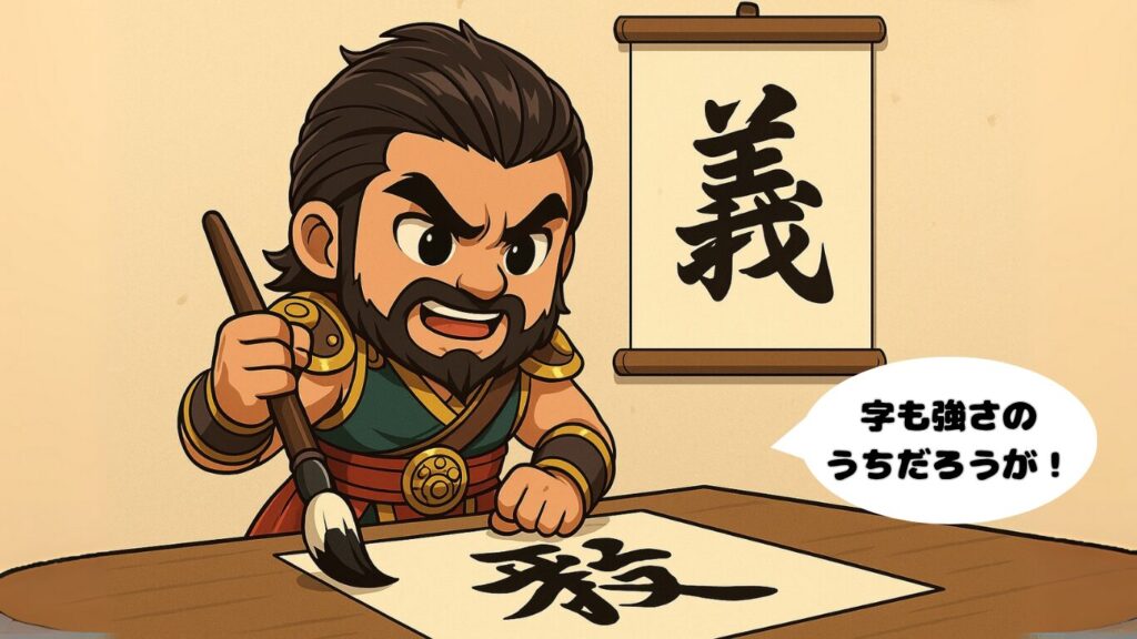 三国志のちびキャラで張飛書道家