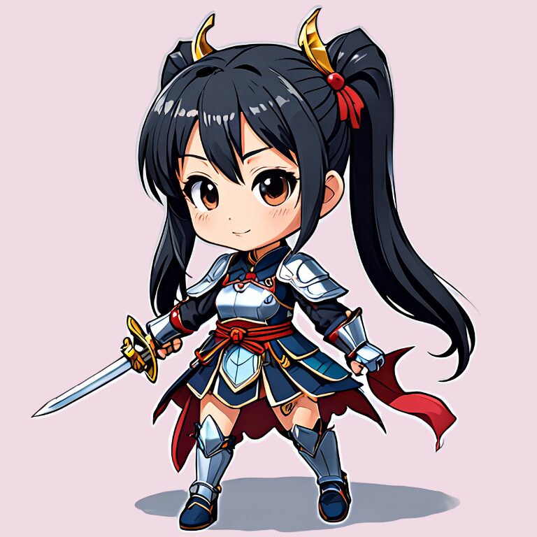 三国志のヒロイン、ちびキャラ関銀屏ピンク背景