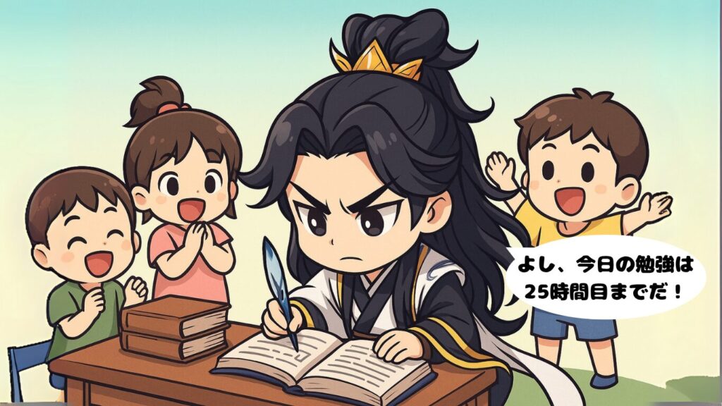 三国志のちびキャラで諸葛亮、努力家