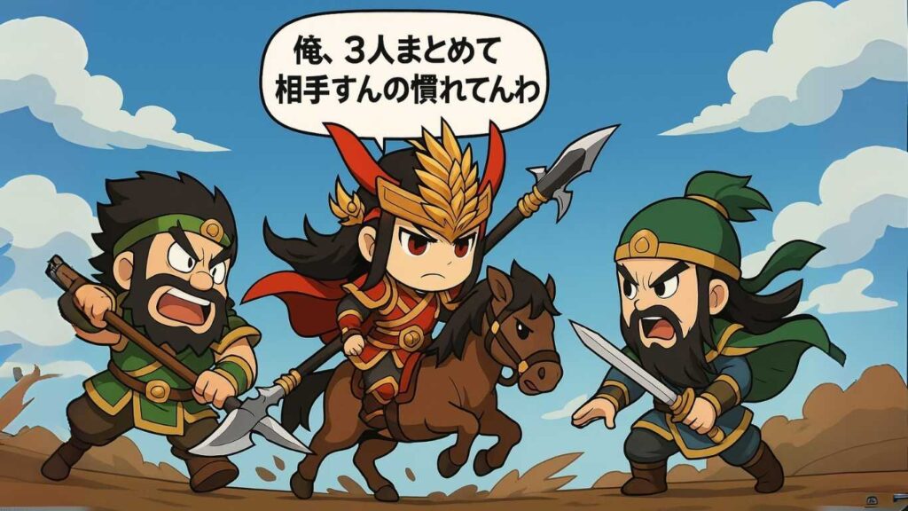 呂布最強伝説、三国志虎牢関の名シーンのイラスト