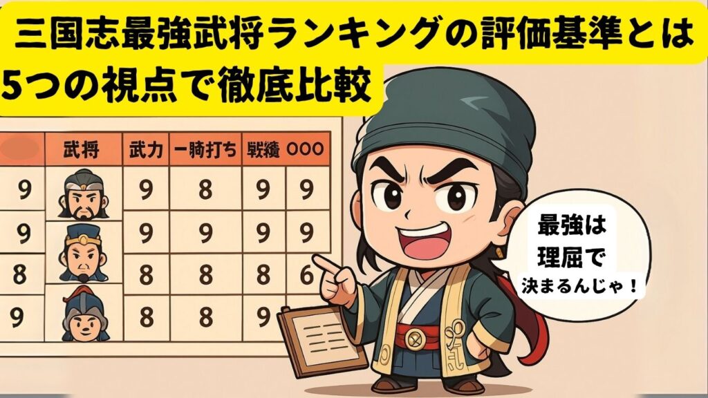 最強武将ランキングの評価基準を解説しているちびキャラ賈詡のイラスト