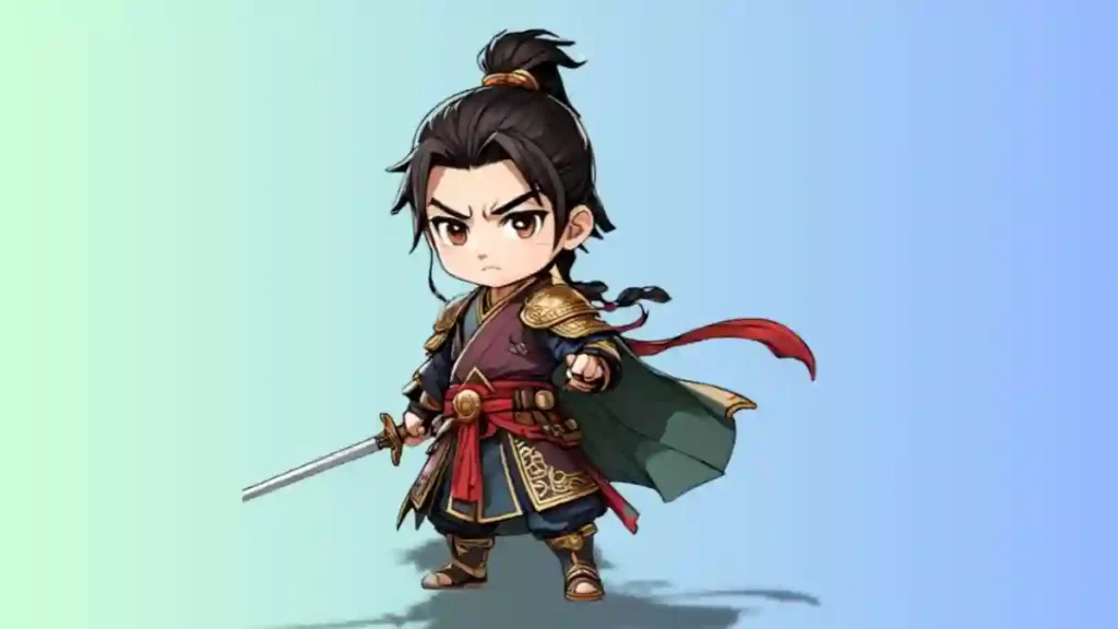 三国志のちびキャラで張遼を描いたイラスト
