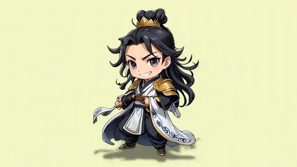 三国志の諸葛亮をちびキャラで描いたイラスト