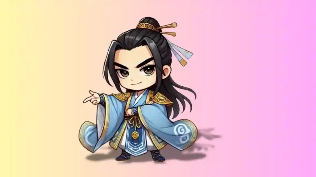 三国志のちびキャラで陸遜を描いたイラスト