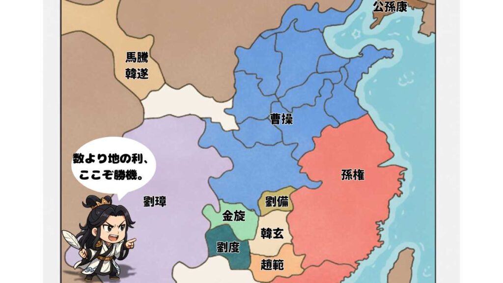 赤壁の戦い(208年)前夜の勢力図|三国志の地図で魏・呉・劉備の配置